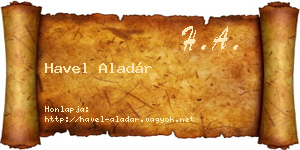 Havel Aladár névjegykártya